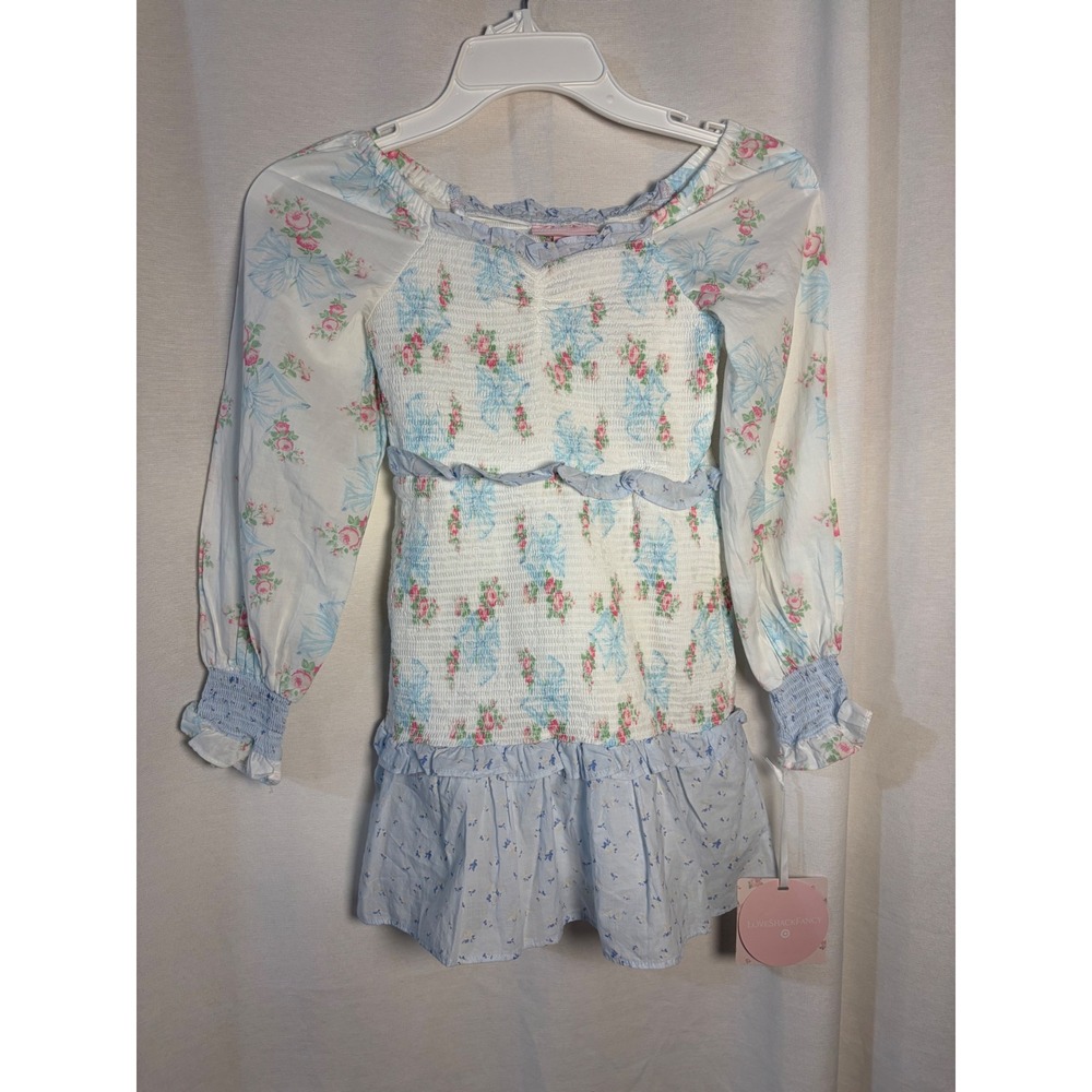LoveShackFancy Target Girls Floral Smocked Dress Blue Pink White Size 8 NWT